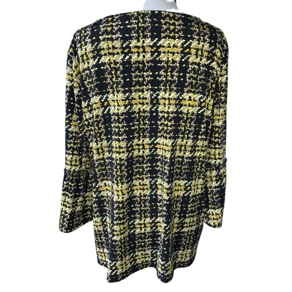 ELLEN TRACY SS MULTICOLOR HOUNDSTOOTH STATEMENT SLEEVE TOP TUNIC BLOUSE SHIRT XL - Picture 3 of 8